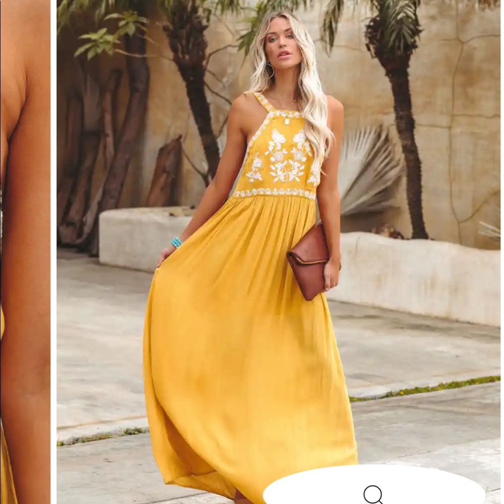 VICI CLUB TROPICANA EMBROIDERED MAXI DRESS